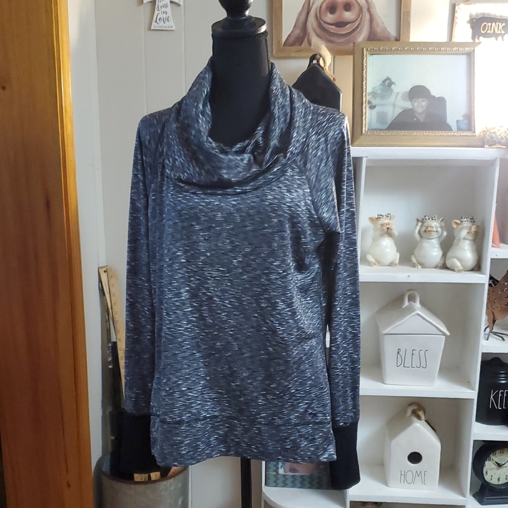 Women's Blue Cowl Neck Sweater